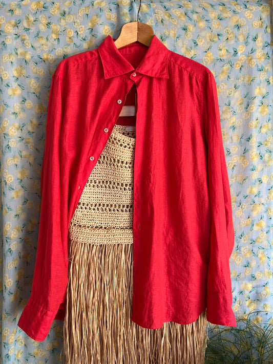 Camicia lino maxi rossa